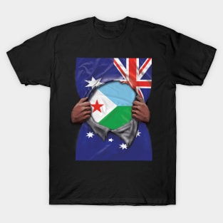 Djibouti Flag Australian Flag Ripped - Gift for Djiboutian From Djibouti T-Shirt